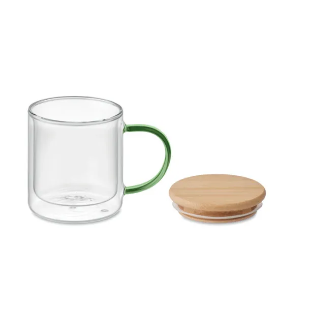 FARBI Double wall borosilicate mug transparent green