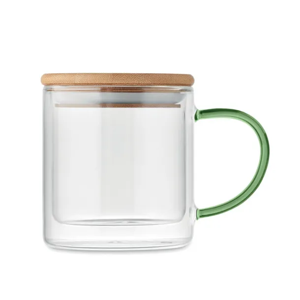 FARBI Double wall borosilicate mug transparent green