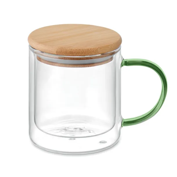 FARBI Double wall borosilicate mug transparent green