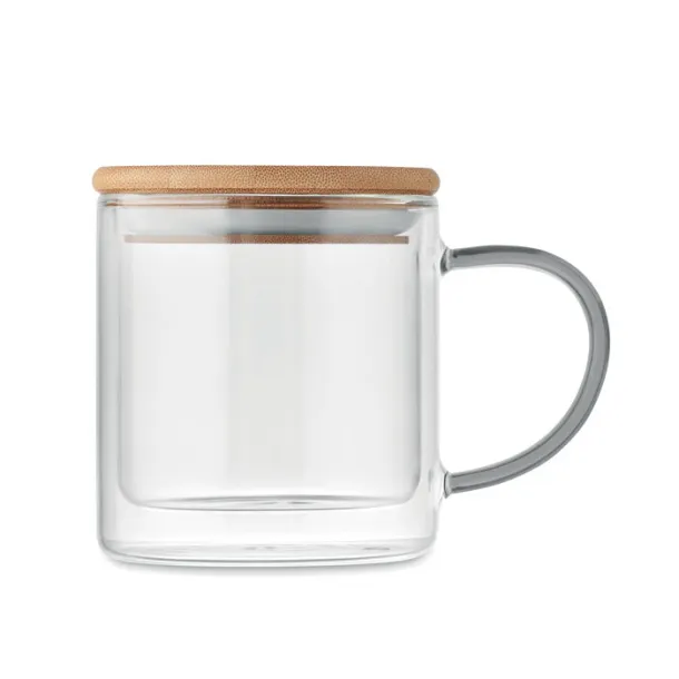 FARBI Double wall borosilicate mug transparent grey