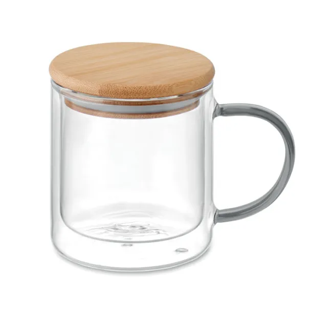 FARBI Double wall borosilicate mug transparent grey