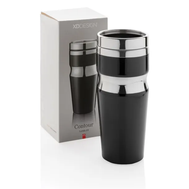  Contour šalica bez drške, 350 ml - XD Design Crna Srebrna