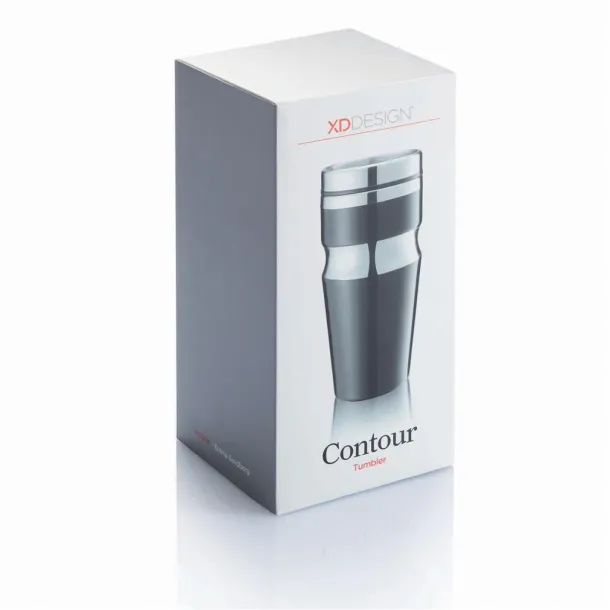  Contour šalica bez drške, 350 ml - XD Design Crna Srebrna