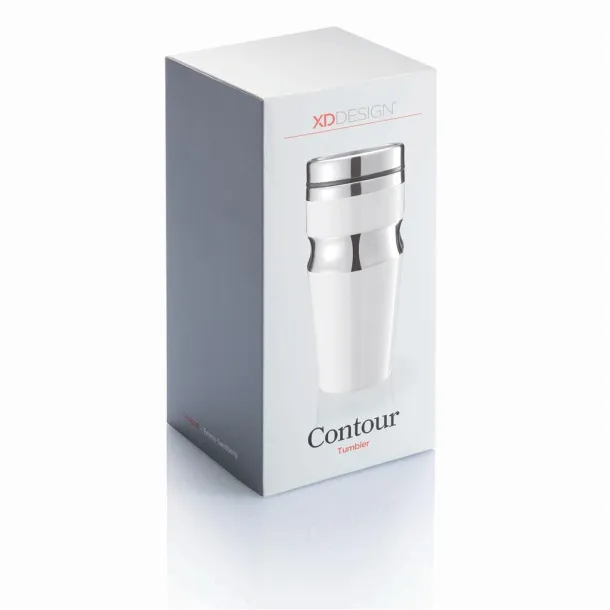  Contour šalica bez drške, 350 ml - XD Design Bijela Srebrna