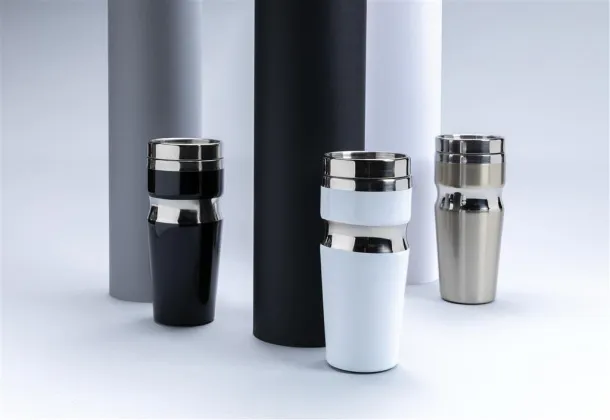  Contour šalica bez drške, 350 ml - XD Design Bijela Srebrna