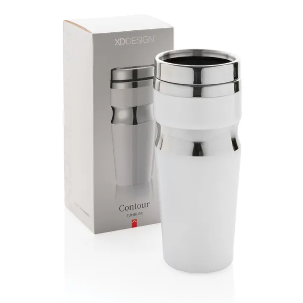  Contour šalica bez drške, 350 ml - XD Design Bijela Srebrna
