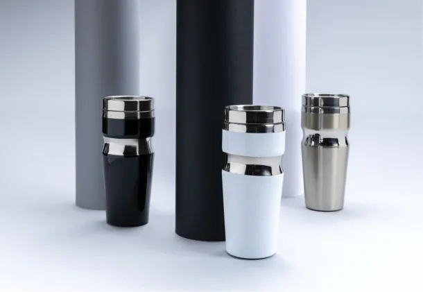  Contour šalica bez drške, 350 ml - XD Design Bijela Srebrna