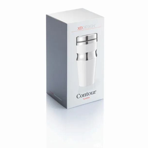  Contour šalica bez drške, 350 ml - XD Design Bijela Srebrna