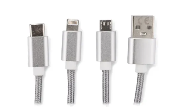 TAUS 3 in 1 USB cable srebrny