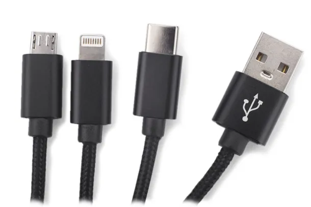 TAUS 3 in 1 USB cable Crna