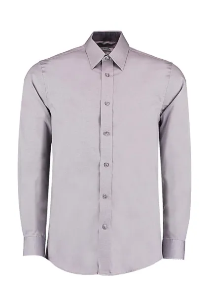  Tailored Fit Premium Contrast Oxford Shirt - Kustom Kit Silver Grey Charcoal