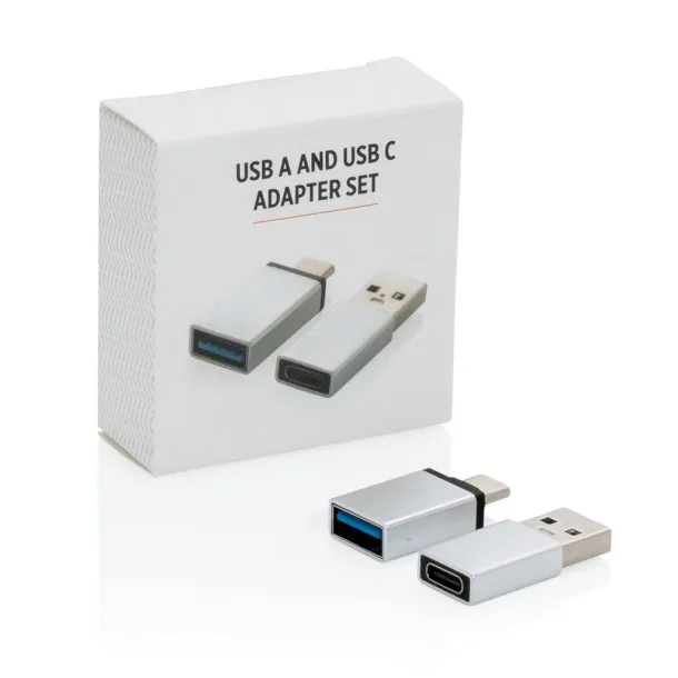  set adaptera USB A i USB C Srebrna
