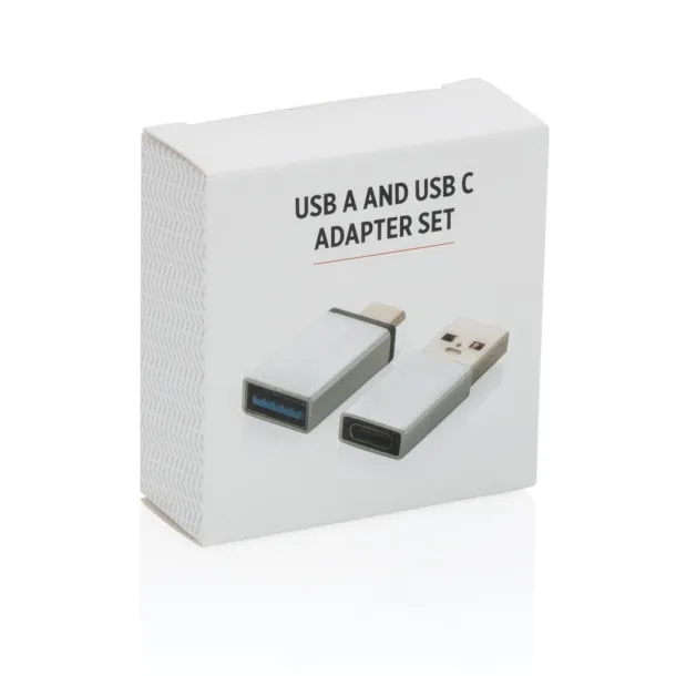  set adaptera USB A i USB C Srebrna