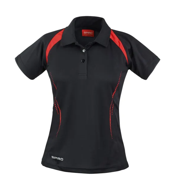  Ženska sportska polo majica, 145 g/m² - Spiro Crna Crvena