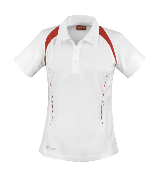  Ženska sportska polo majica, 145 g/m² - Spiro Bijela Crvena