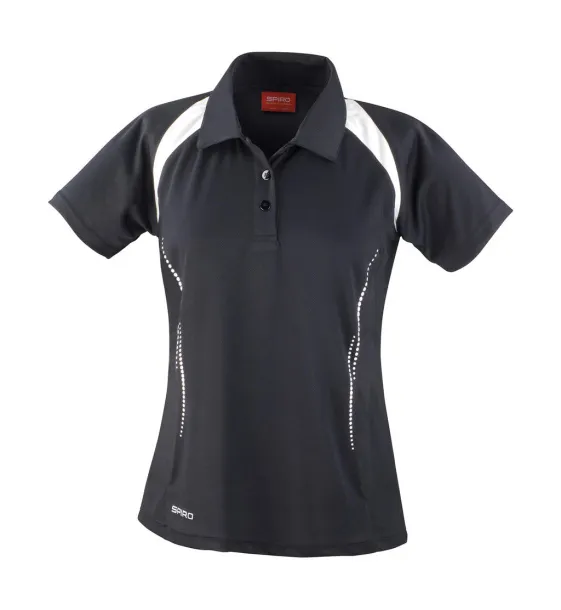  Ženska sportska polo majica, 145 g/m² - Spiro Crna Bijela