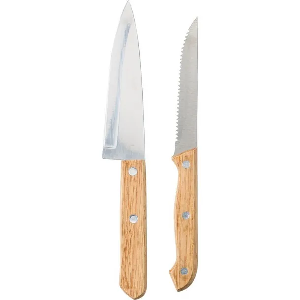  Bamboo knife set brown