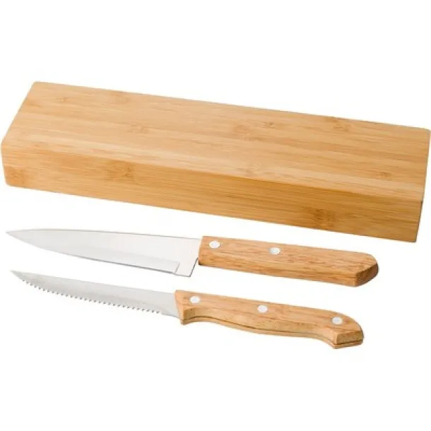  Bamboo knife set brown