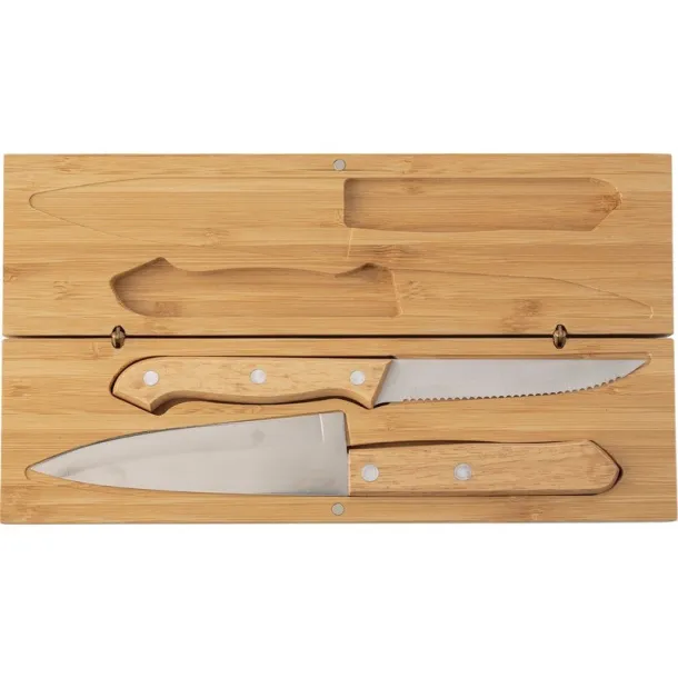  Bamboo knife set brown