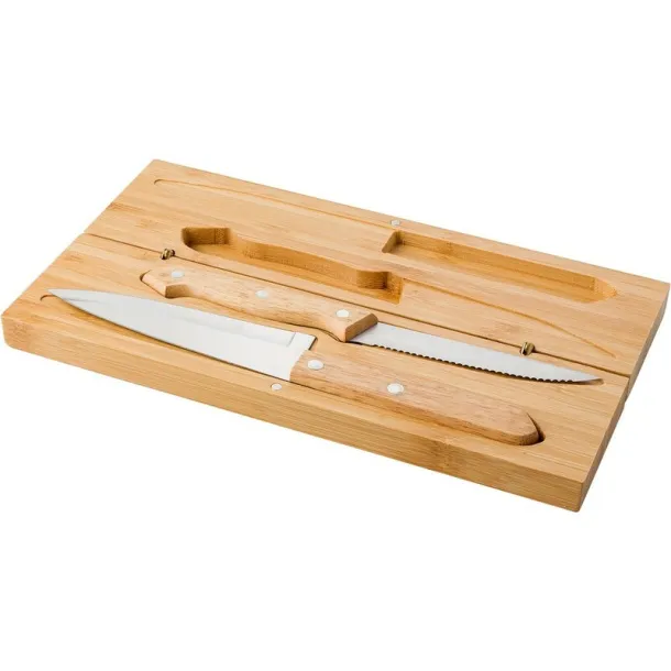  Bamboo knife set brown