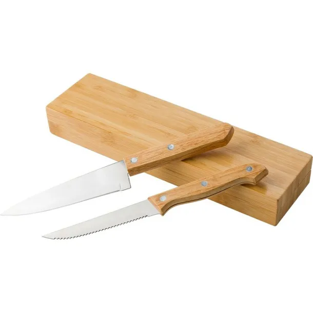  Bamboo knife set brown