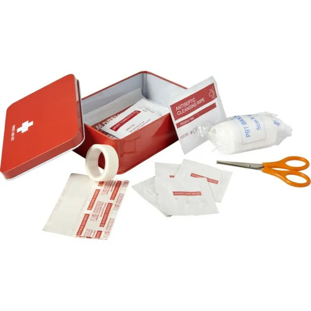  First aid kit in tin red