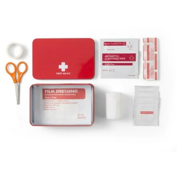  First aid kit in tin red