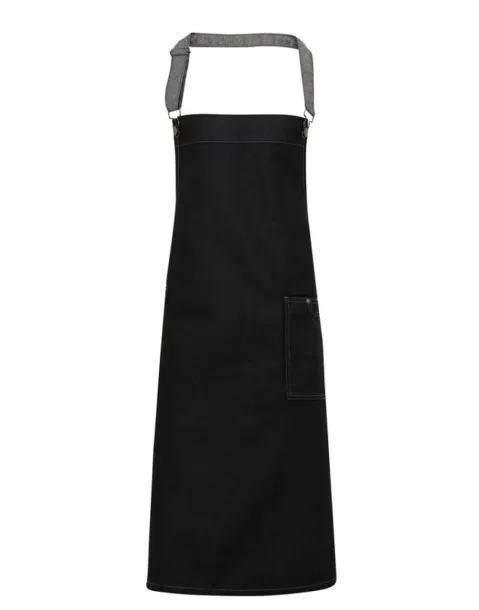  'DISTRICT' WAXED LOOK DENIM BIB APRON - Premier Black Denim