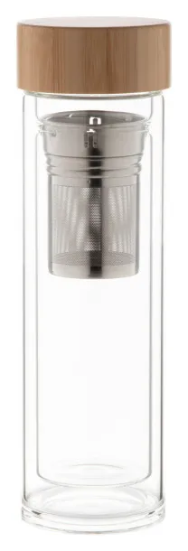 Andina staklena termo boca, 420 ml Prozirno Prirodna