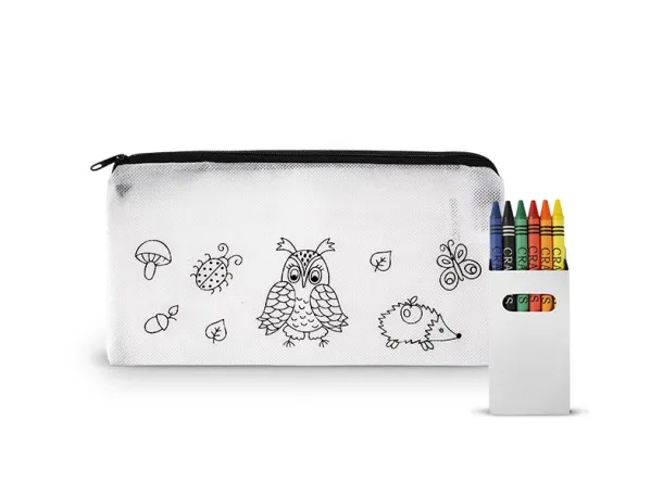 KINDER Pencil case with crayons - BRUNO White