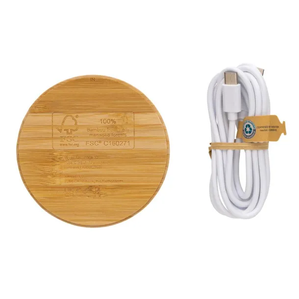  FSC® bamboo 15W wireless charger - XD Collection Brown 