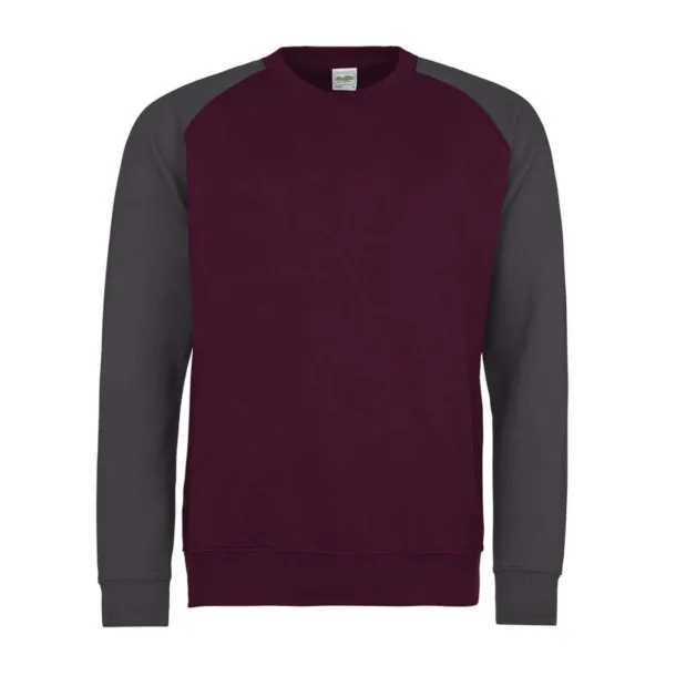  BASEBALL SWEAT - Just Hoods Burgundy Charcoal