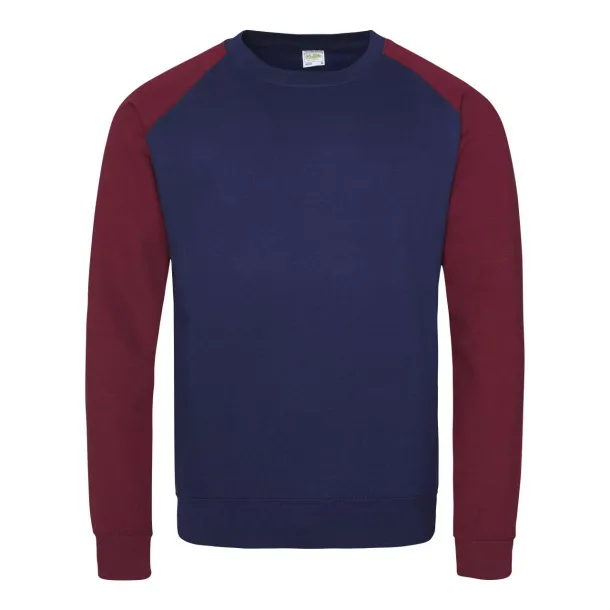  BASEBALL SWEAT - Just Hoods Oxford Navy Burgundy