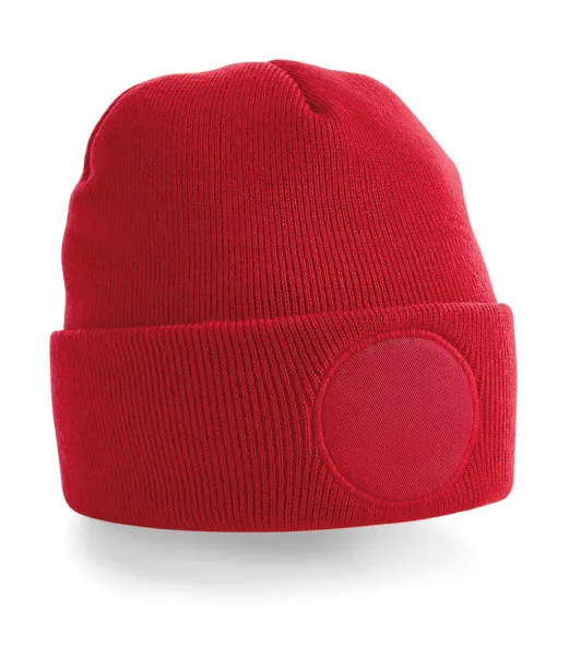  Circular Patch Beanie - Beechfield Classic Red