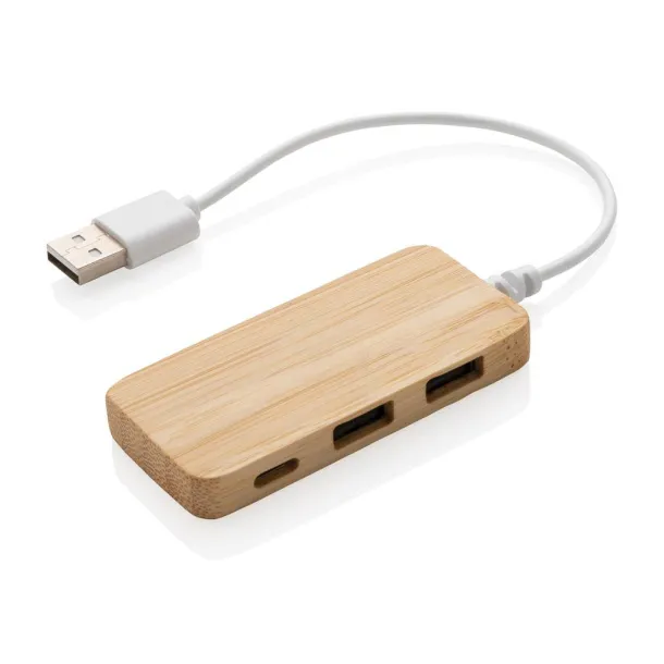  USB hub od bambusa - C - XD Collection Smeđa 