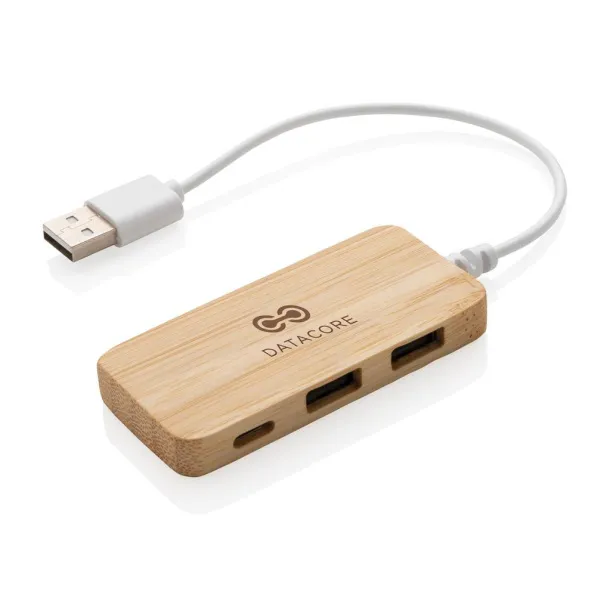  Bamboo hub with Type-C - XD Collection Brown 