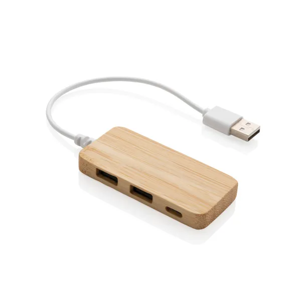  USB hub od bambusa - C - XD Collection Smeđa 