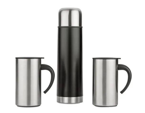 ACON Gift Set  (Vacuum flask 500 ml and 2 travel mugs 260 ml) Silver