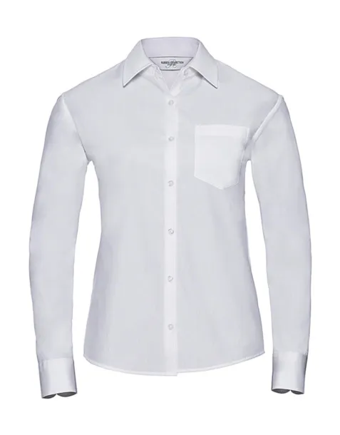  Ladies' Cotton Poplin Shirt LS - Russell Collection Bijela