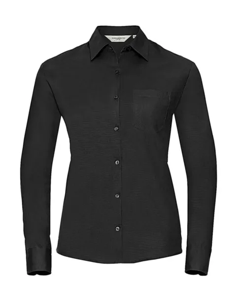  Ladies' Cotton Poplin Shirt LS - Russell Collection Black