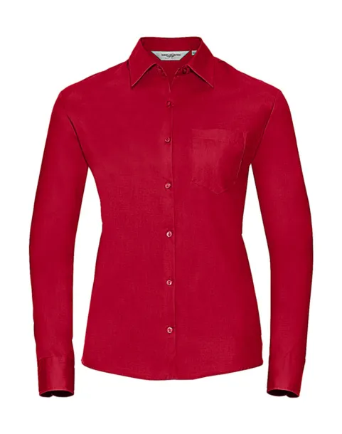  Ladies' Cotton Poplin Shirt LS - Russell Collection Classic Red