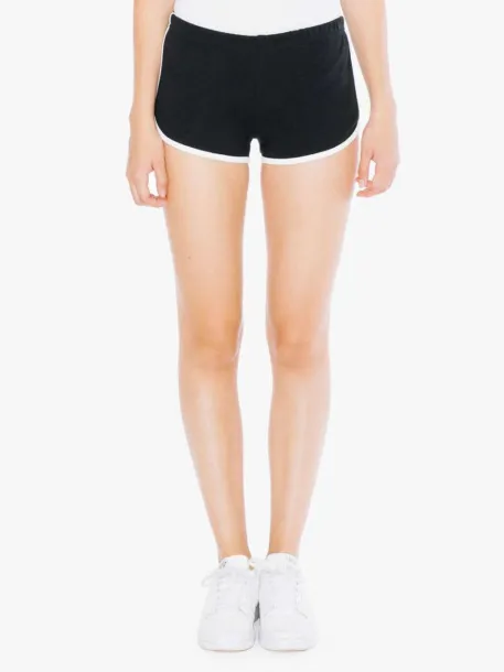  WOMEN'S INTERLOCK RUNNING SHORTS - American Apparel Black White