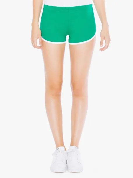  WOMEN'S INTERLOCK RUNNING SHORTS - American Apparel Kelly Green White