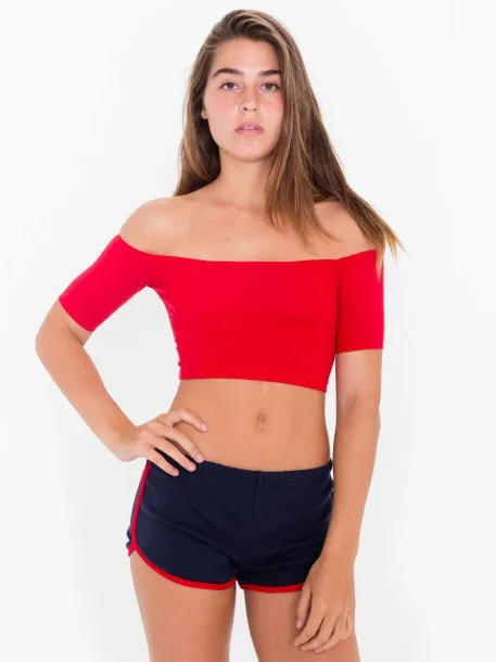  WOMEN'S INTERLOCK RUNNING SHORTS - American Apparel Oxford Navy Red