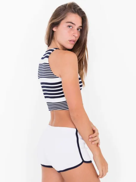  WOMEN'S INTERLOCK RUNNING SHORTS - American Apparel White Oxford Navy