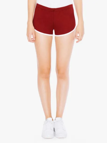  WOMEN'S INTERLOCK RUNNING SHORTS - American Apparel Cranberry White