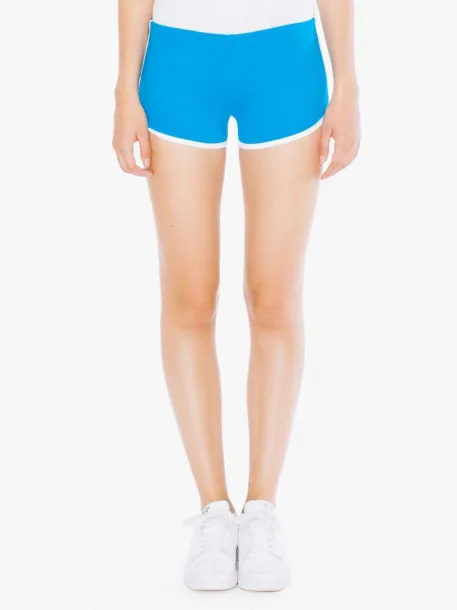  WOMEN'S INTERLOCK RUNNING SHORTS - American Apparel Teal White