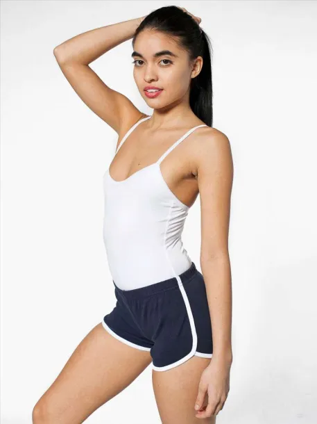  WOMEN'S INTERLOCK RUNNING SHORTS - American Apparel Oxford Navy White