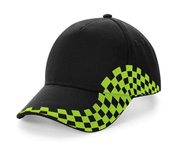  Grand Prix Cap - Beechfield Black Lime Green