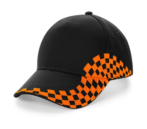  Grand Prix Cap - Beechfield Black Narančasta